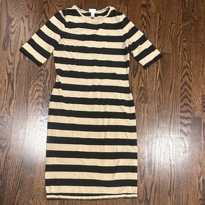 a new day Black and Cream Striped Long Sleeve Dress
